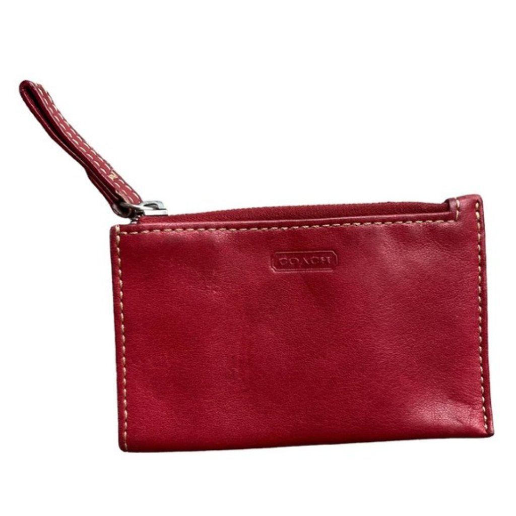 Vintage Coach Red Leather Coin Pouch  Card Wallet